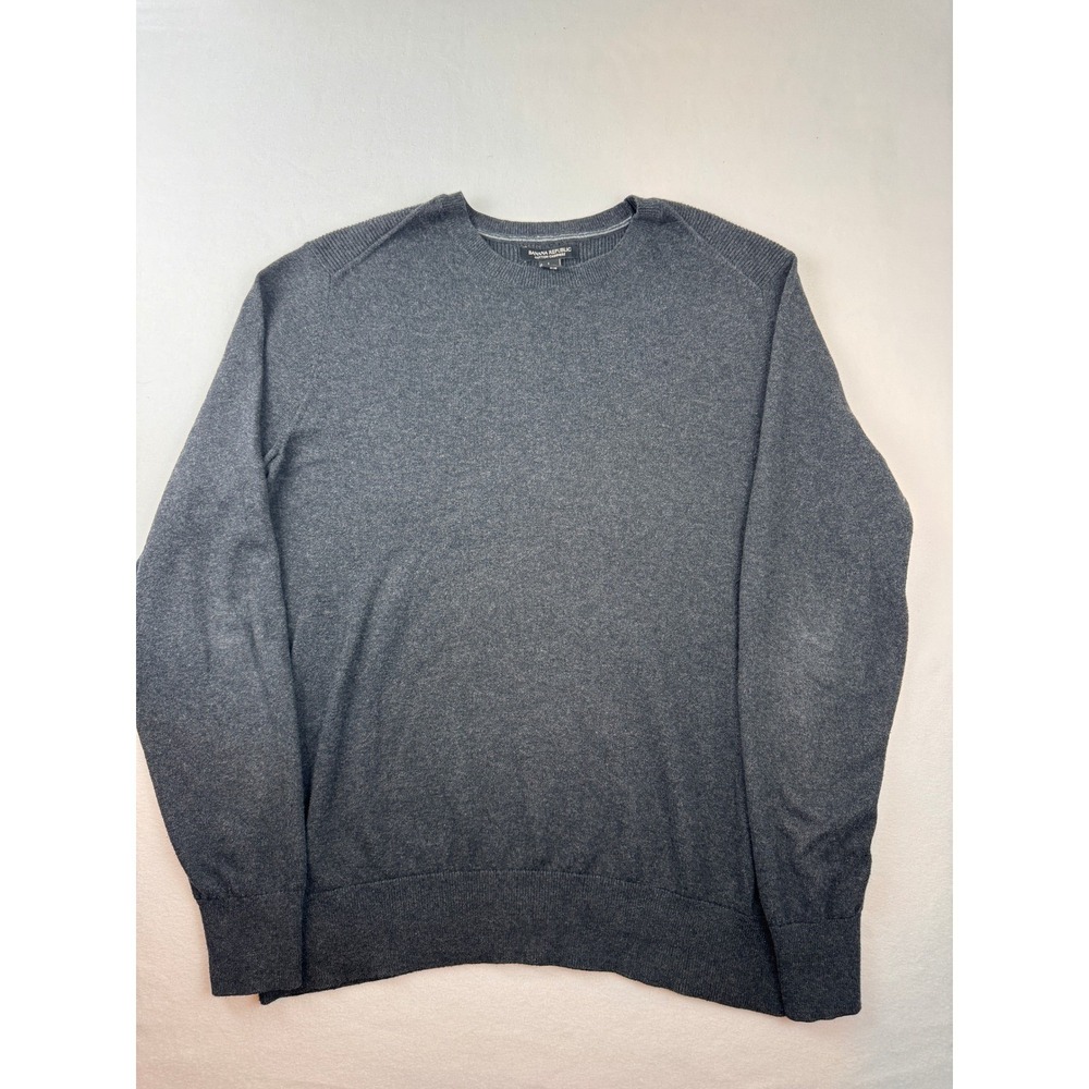 Banana Republic Cotton Cashmere Sweater Men's Large Gray Crew Neck Pullover